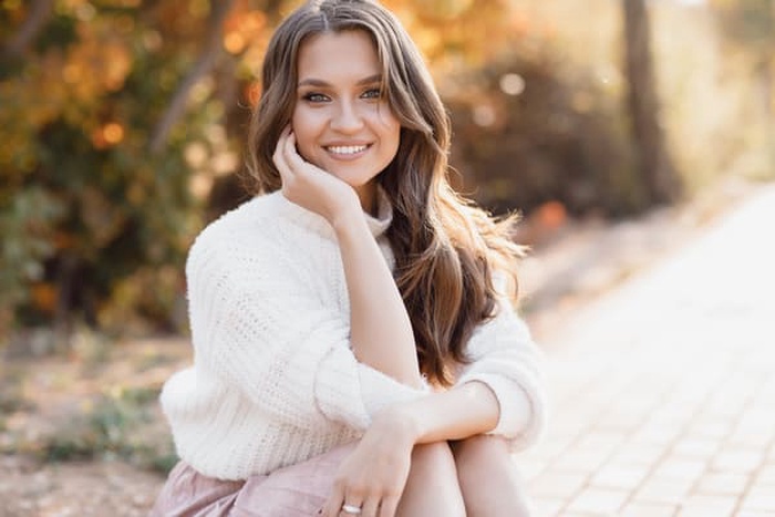 cozy woman outdoors